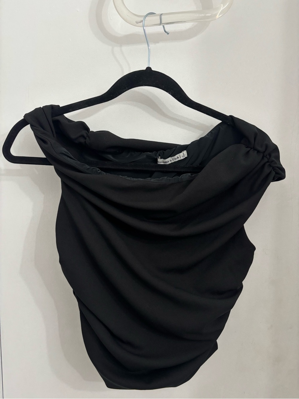 Abercrombie & Fitch Black One-Shoulder Draped Top